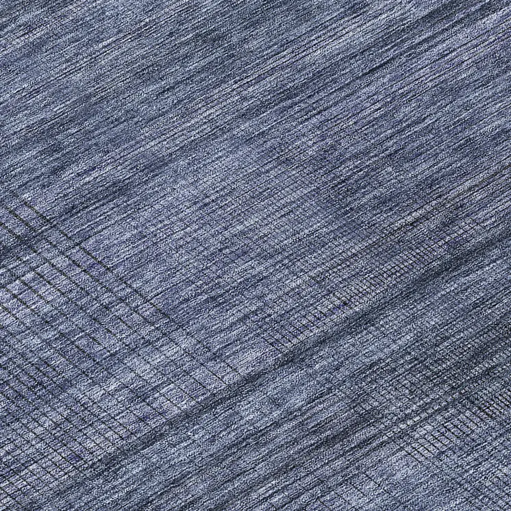 8' Navy Blue And Gray Round Striped Washable Indoor Outdoor Area Rug