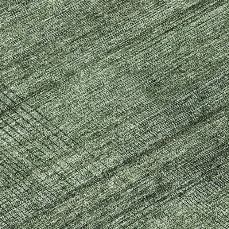 8' Olive Green And Gray Round Striped Washable Indoor Outdoor Area Rug