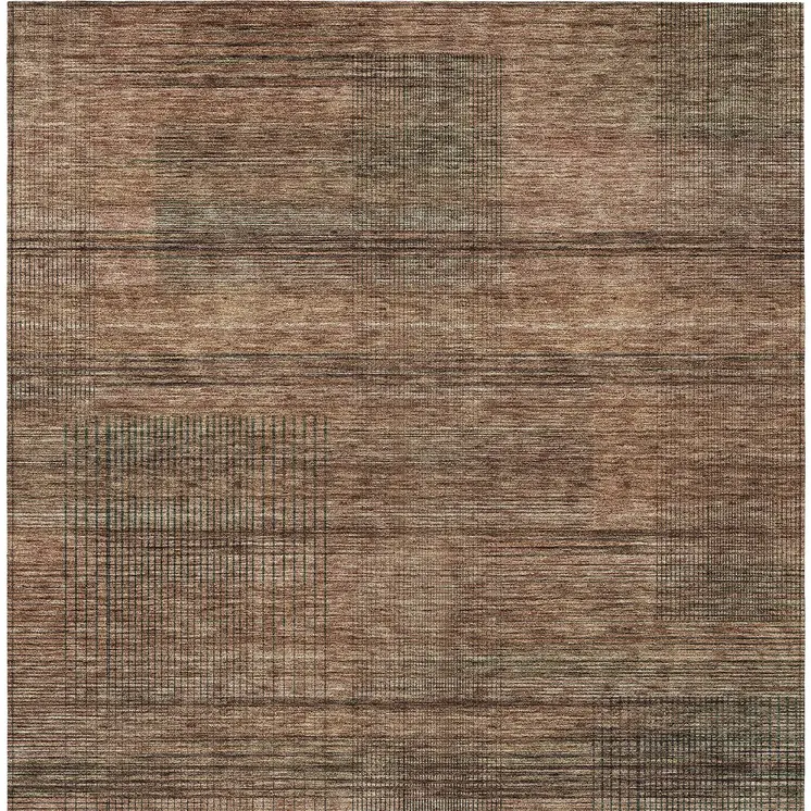 3' X 5' Orange Copper And Brown Striped Washable Indoor Outdoor Area Rug
