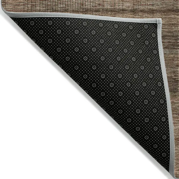 3' X 5' Orange Copper And Brown Striped Washable Indoor Outdoor Area Rug