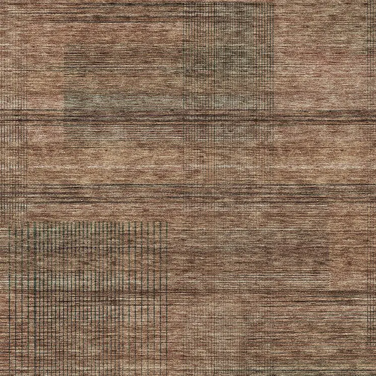 3' X 5' Orange Copper And Brown Striped Washable Indoor Outdoor Area Rug