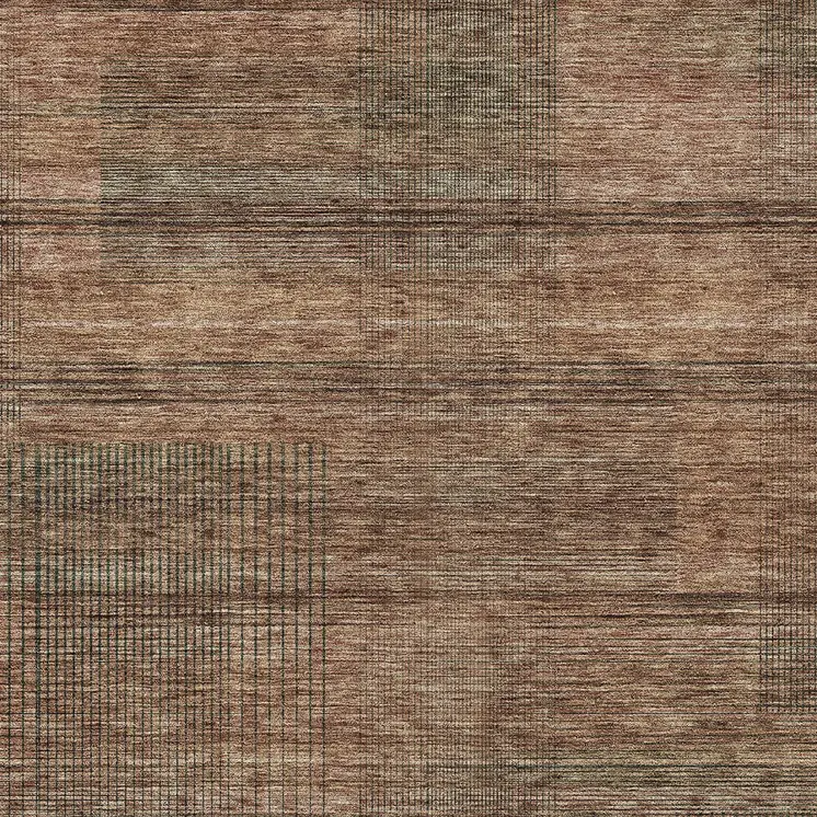 10' X 14' Orange Copper And Brown Striped Washable Indoor Outdoor Area Rug