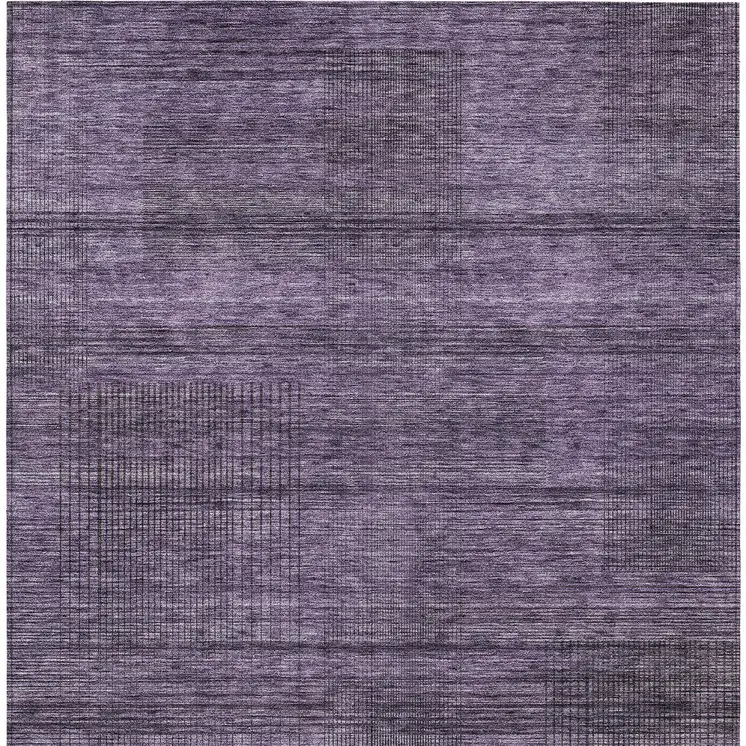 10' X 14' Plum Purple And Gray Striped Washable Indoor Outdoor Area Rug