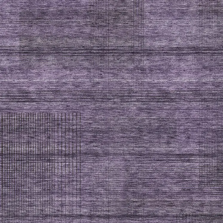 10' X 14' Plum Purple And Gray Striped Washable Indoor Outdoor Area Rug