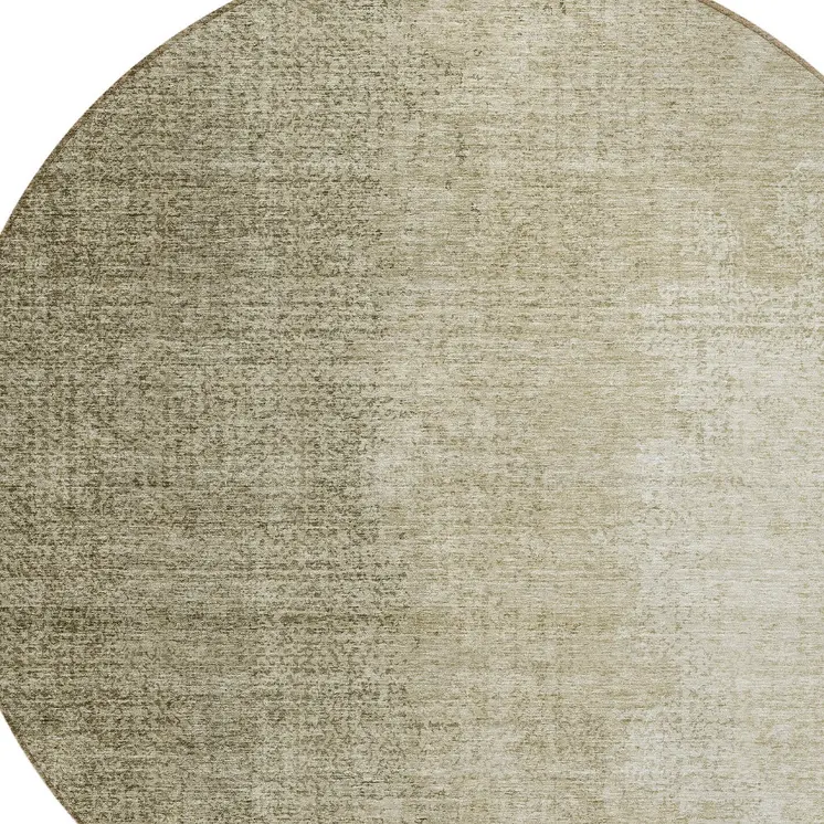 8' Brown Beige And Taupe Round Abstract Washable Indoor Outdoor Area Rug
