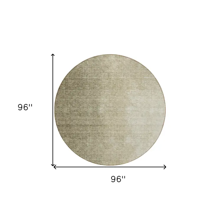 8' Brown Beige And Taupe Round Abstract Washable Indoor Outdoor Area Rug