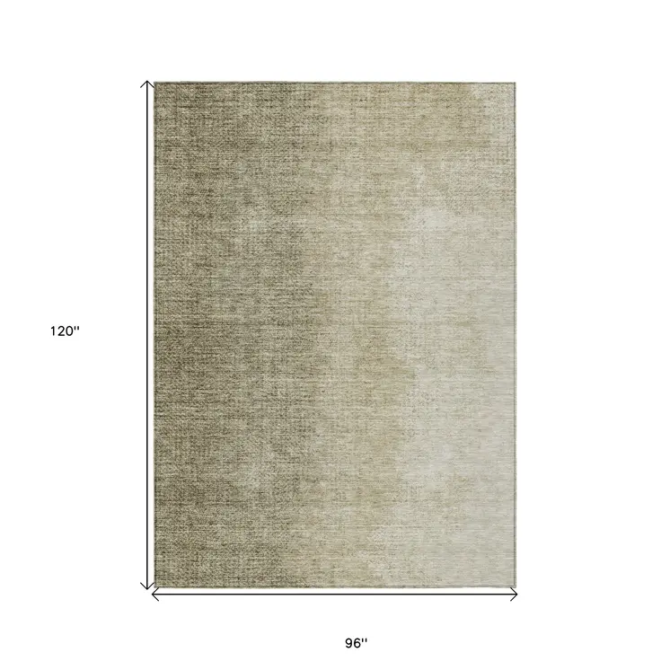8' X 10' Brown Beige And Taupe Abstract Washable Indoor Outdoor Area Rug