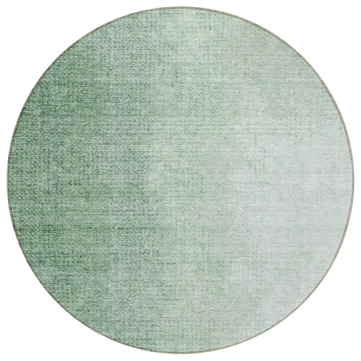 8' Artichoke Green And Fern Green Round Abstract Washable Indoor Outdoor Area Rug