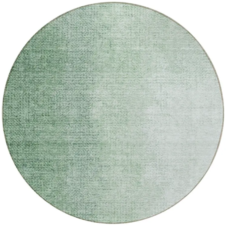 8' Artichoke Green And Fern Green Round Abstract Washable Indoor Outdoor Area Rug