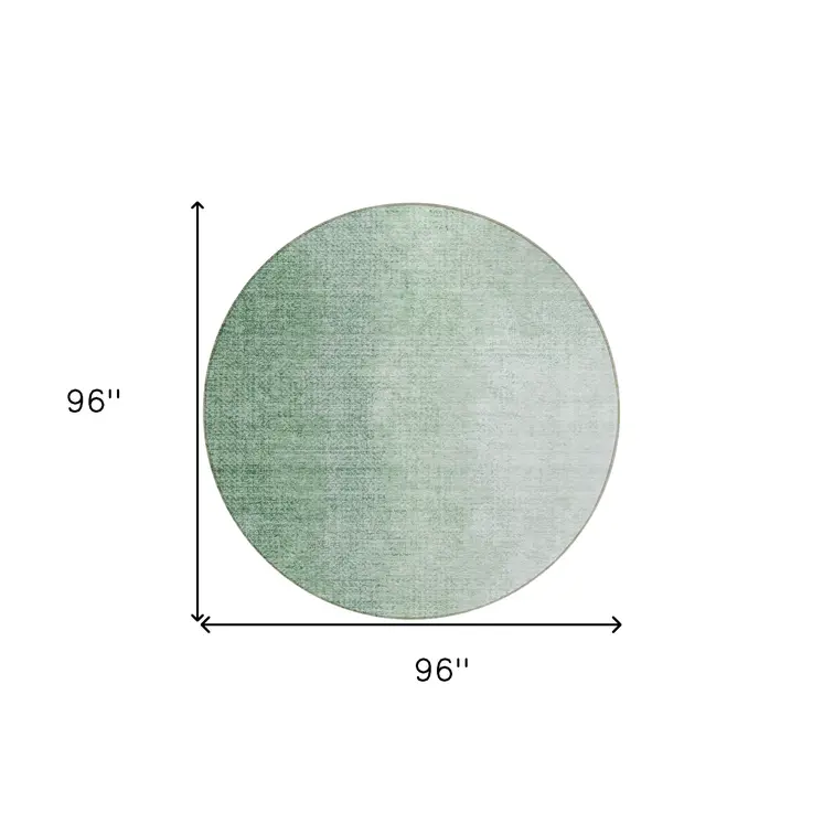 8' Artichoke Green And Fern Green Round Abstract Washable Indoor Outdoor Area Rug