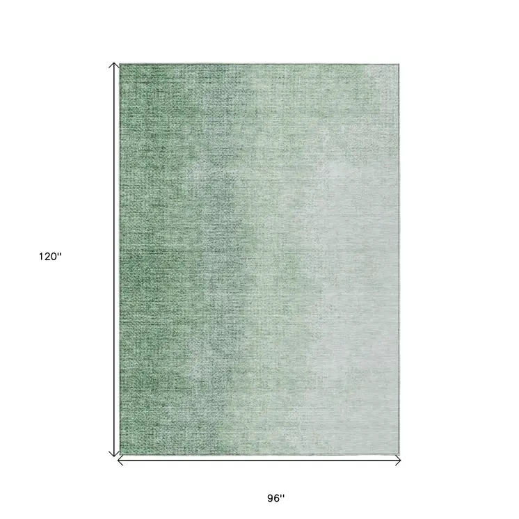 8' X 10' Artichoke Green And Fern Green Abstract Washable Indoor Outdoor Area Rug
