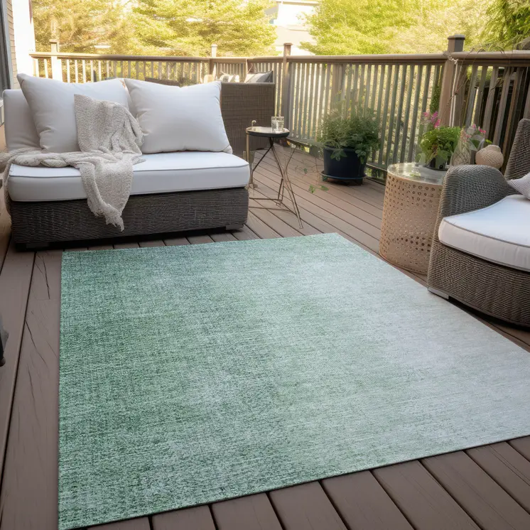 8' X 10' Artichoke Green And Fern Green Abstract Washable Indoor Outdoor Area Rug