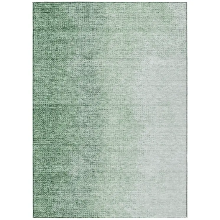 8' X 10' Artichoke Green And Fern Green Abstract Washable Indoor Outdoor Area Rug