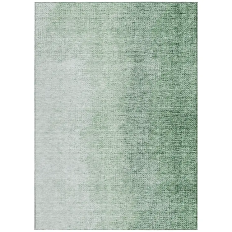 8' X 10' Artichoke Green And Fern Green Abstract Washable Indoor Outdoor Area Rug
