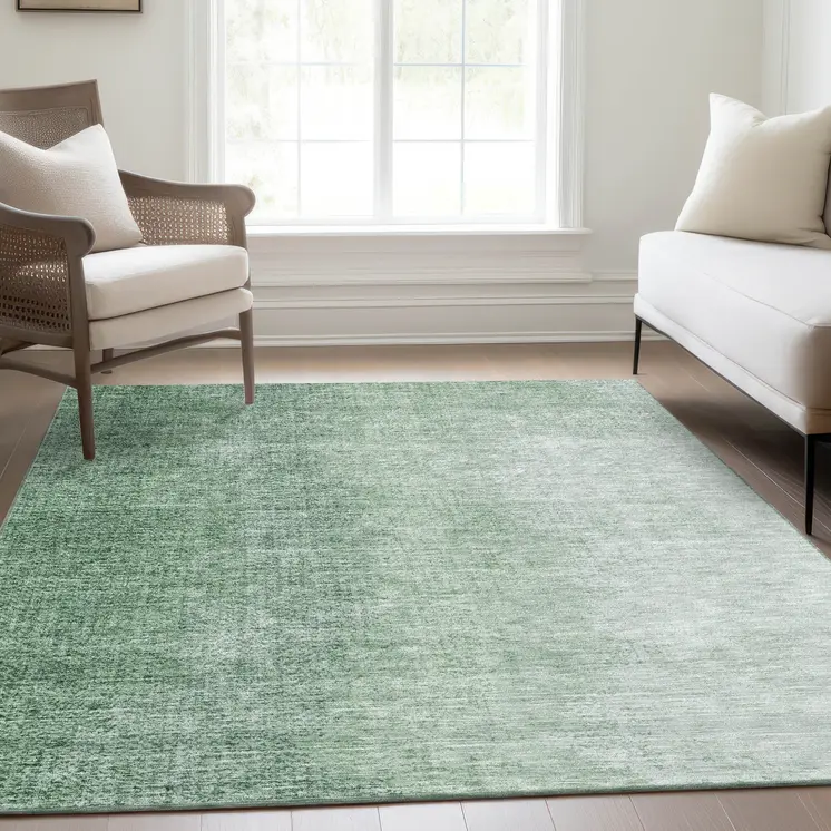 8' X 10' Artichoke Green And Fern Green Abstract Washable Indoor Outdoor Area Rug