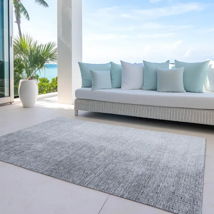 3' X 5' Gray And Silver Abstract Washable Indoor Outdoor Area Rug