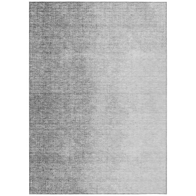 3' X 5' Gray And Silver Abstract Washable Indoor Outdoor Area Rug
