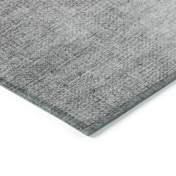 3' X 5' Gray And Silver Abstract Washable Indoor Outdoor Area Rug