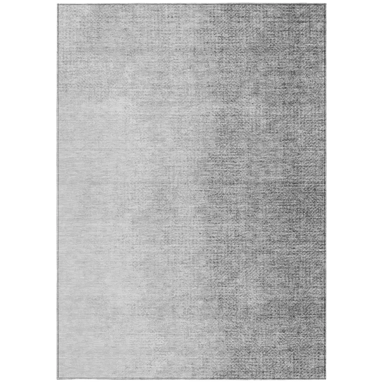5' X 8' Gray And Silver Abstract Washable Indoor Outdoor Area Rug