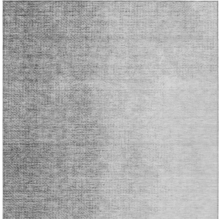 5' X 8' Gray And Silver Abstract Washable Indoor Outdoor Area Rug