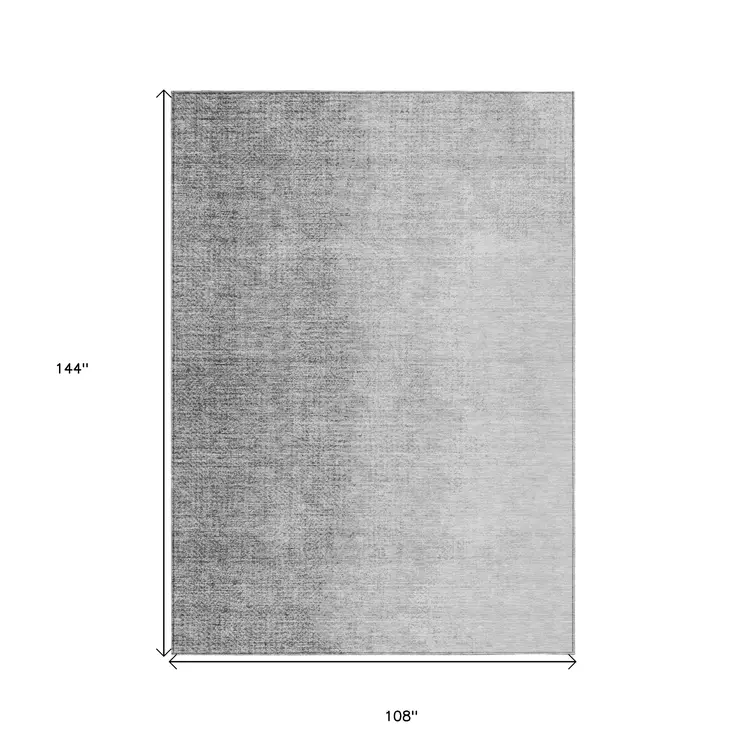 9' X 12' Gray And Silver Abstract Washable Indoor Outdoor Area Rug