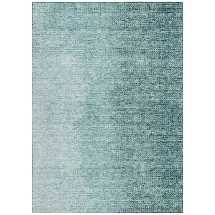 3' X 5' Teal Blue And Aqua Abstract Washable Indoor Outdoor Area Rug