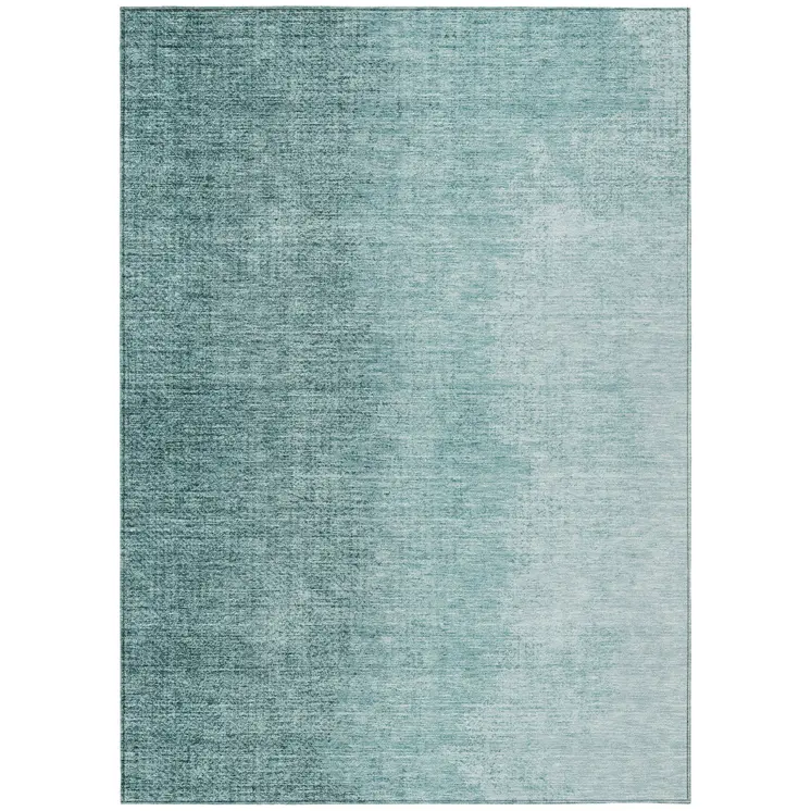 8' X 10' Teal Blue And Aqua Abstract Washable Indoor Outdoor Area Rug