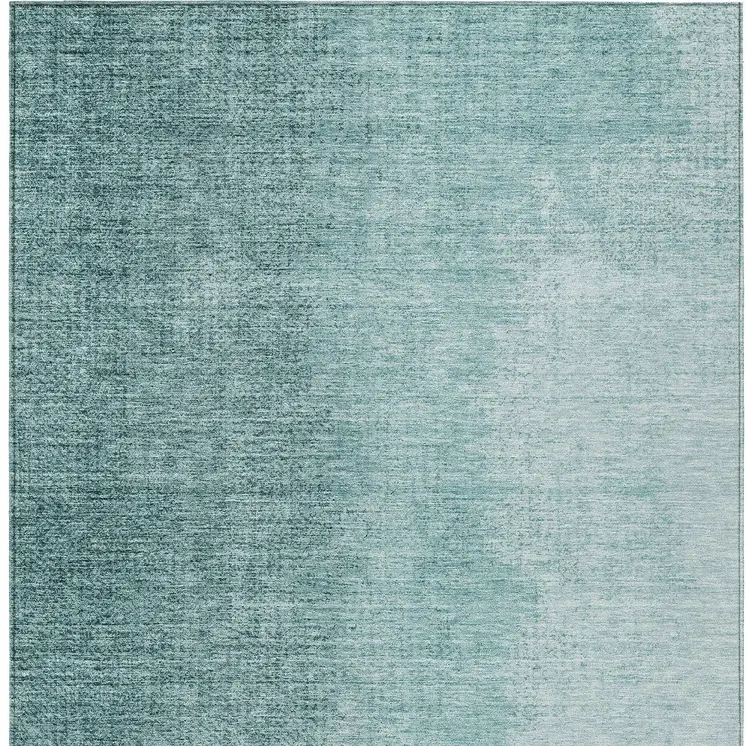 10' X 14' Teal Blue And Aqua Abstract Washable Indoor Outdoor Area Rug