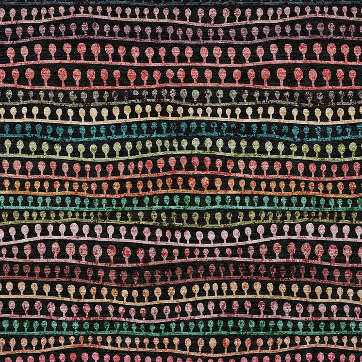 5' X 8' Black Green And Gold Striped Washable Indoor Outdoor Area Rug