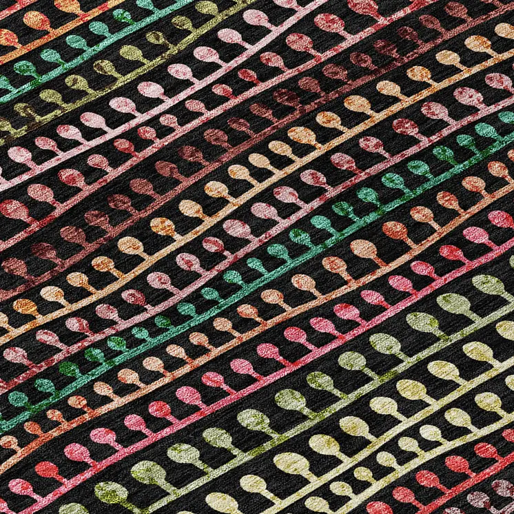 8' X 10' Black Green And Gold Striped Washable Indoor Outdoor Area Rug