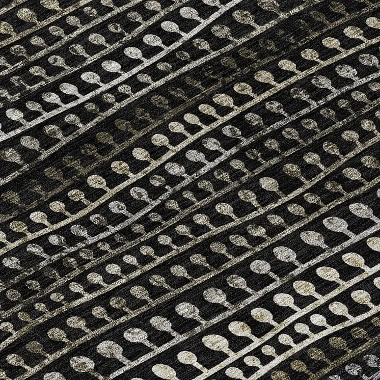 10' X 14' Taupe Charcoal And Gray Striped Washable Indoor Outdoor Area Rug