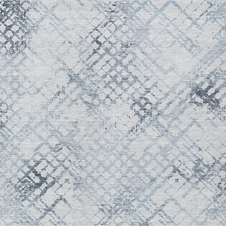 9' X 12' Navy Blue And Sky Blue Geometric Washable Indoor Outdoor Area Rug