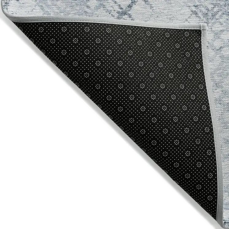10' X 14' Navy Blue And Sky Blue Geometric Washable Indoor Outdoor Area Rug