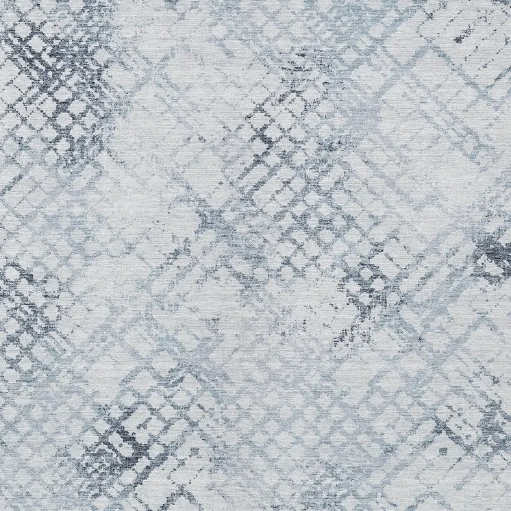10' X 14' Navy Blue And Sky Blue Geometric Washable Indoor Outdoor Area Rug