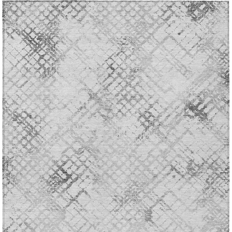 5' X 8' Gray Charcoal And Silver Geometric Washable Indoor Outdoor Area Rug