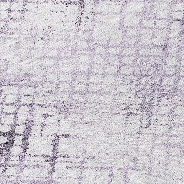 8' Purple Lavender And Silver Round Geometric Washable Indoor Outdoor Area Rug
