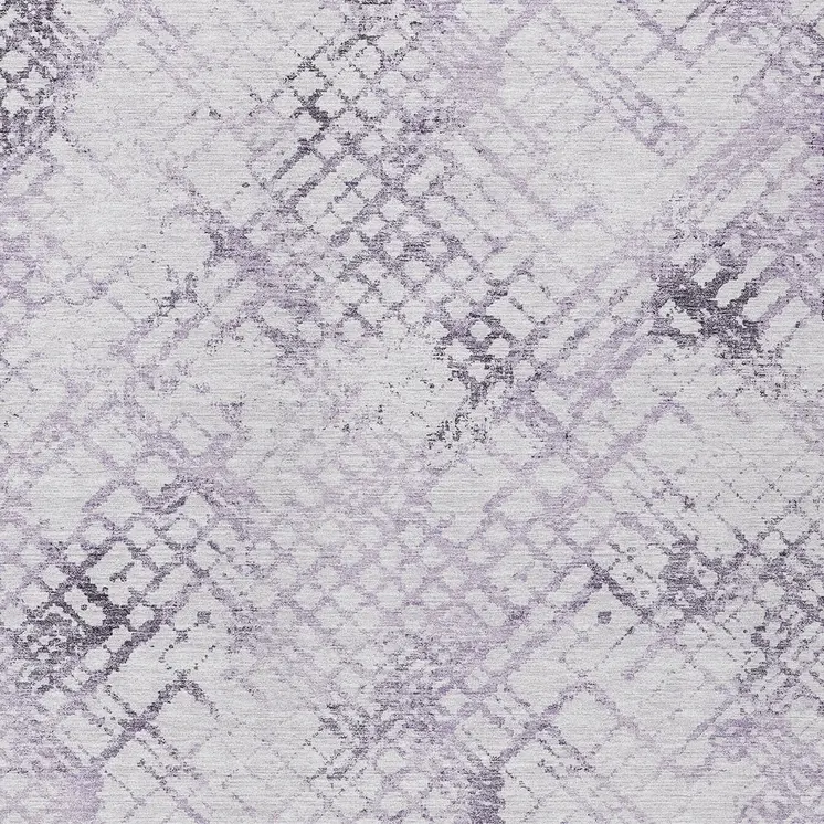 9' X 12' Purple Lavender And Silver Geometric Washable Indoor Outdoor Area Rug