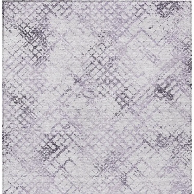 10' X 14' Purple Lavender And Silver Geometric Washable Indoor Outdoor Area Rug