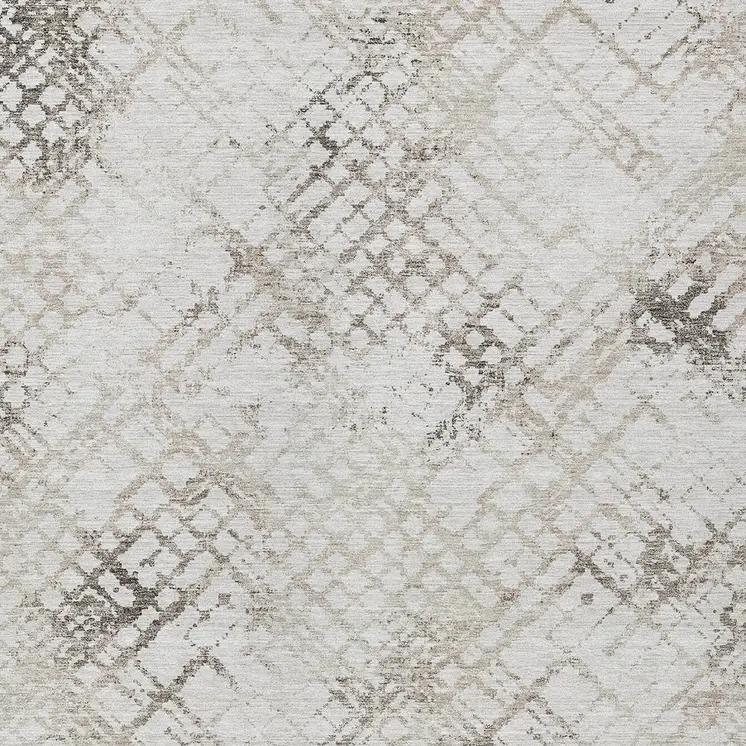 5' X 8' Taupe Beige And Brown Geometric Washable Indoor Outdoor Area Rug