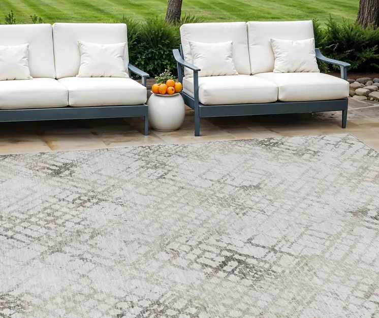 8' X 10' Taupe Beige And Brown Geometric Washable Indoor Outdoor Area Rug
