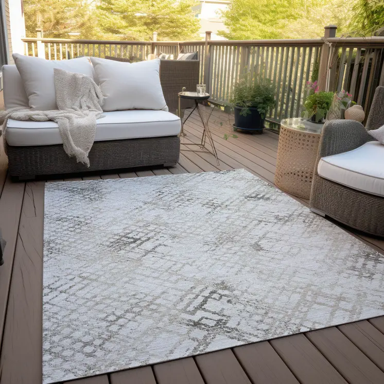 8' X 10' Taupe Beige And Brown Geometric Washable Indoor Outdoor Area Rug