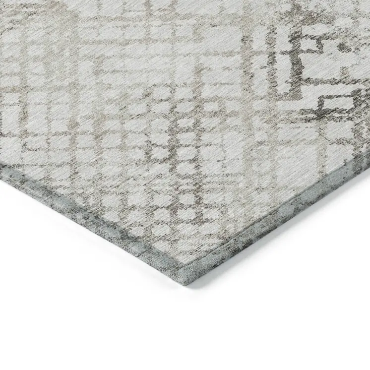 8' X 10' Taupe Beige And Brown Geometric Washable Indoor Outdoor Area Rug