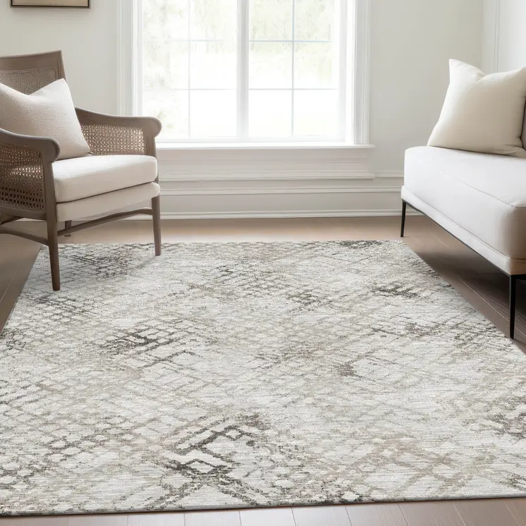 8' X 10' Taupe Beige And Brown Geometric Washable Indoor Outdoor Area Rug