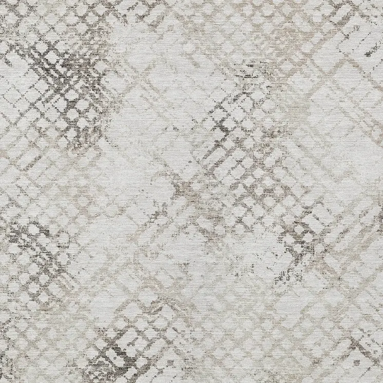 9' X 12' Taupe Beige And Brown Geometric Washable Indoor Outdoor Area Rug