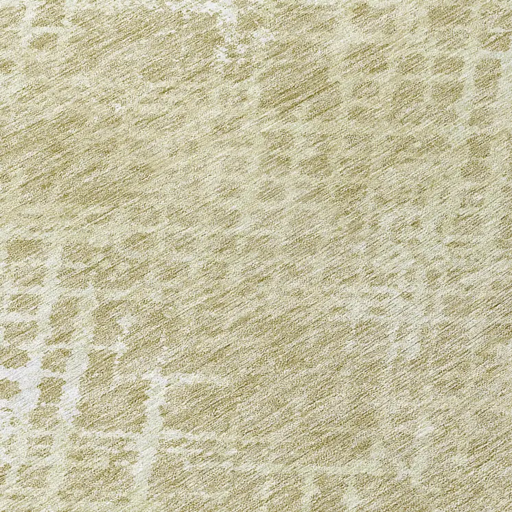 8' Beige Tan And Ivory Round Geometric Washable Indoor Outdoor Area Rug