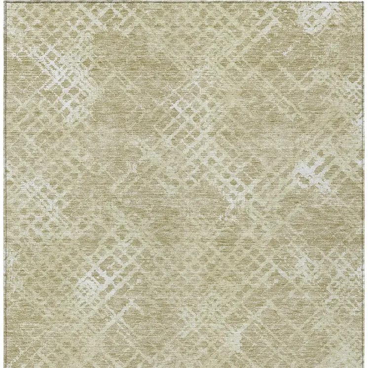 9' X 12' Beige Tan And Ivory Geometric Washable Indoor Outdoor Area Rug