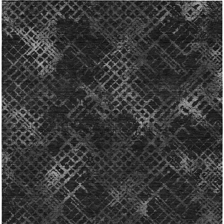 3' X 5' Charcoal Gray And Silver Geometric Washable Indoor Outdoor Area Rug