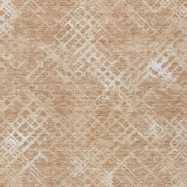 3' X 5' Coral Ivory And Peach Geometric Washable Indoor Outdoor Area Rug