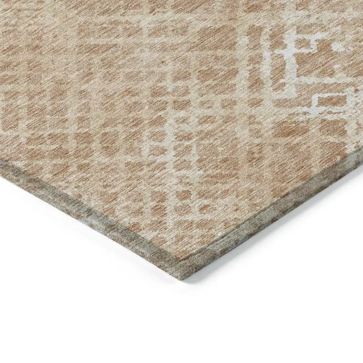 10' X 14' Coral Ivory And Peach Geometric Washable Indoor Outdoor Area Rug