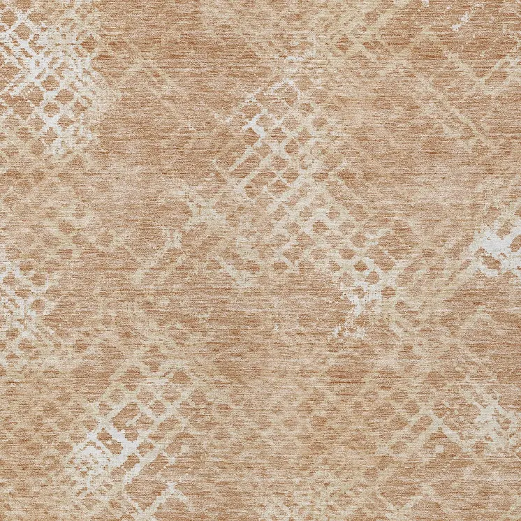 10' X 14' Coral Ivory And Peach Geometric Washable Indoor Outdoor Area Rug